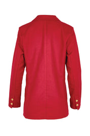 Product shot of the Cotton Linen Longline Blazer – Red in colour Red, from the back