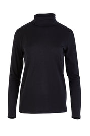 Product shot of the Merino Wool Skivvy in colour Black (Black), from the front