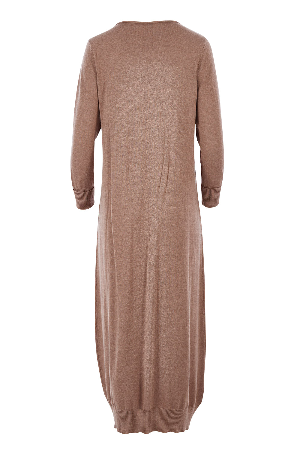 Product shot of the Cotton Cashmere Knit Dress in colour Timberwolf, from the back