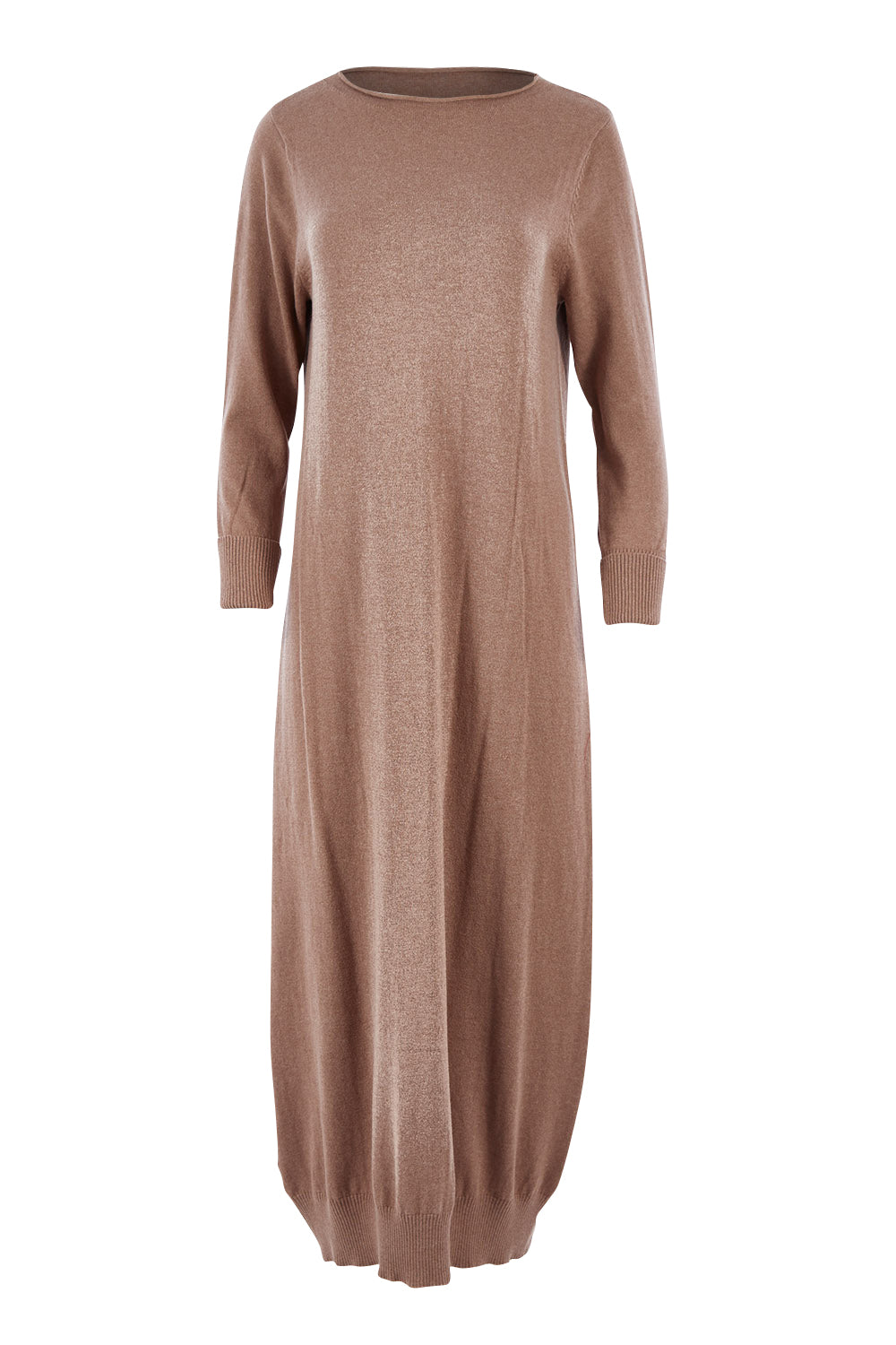 Product shot of the Cotton Cashmere Knit Dress in colour Timberwolf, from the front