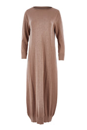 Product shot of the Cotton Cashmere Knit Dress in colour Timberwolf, from the front
