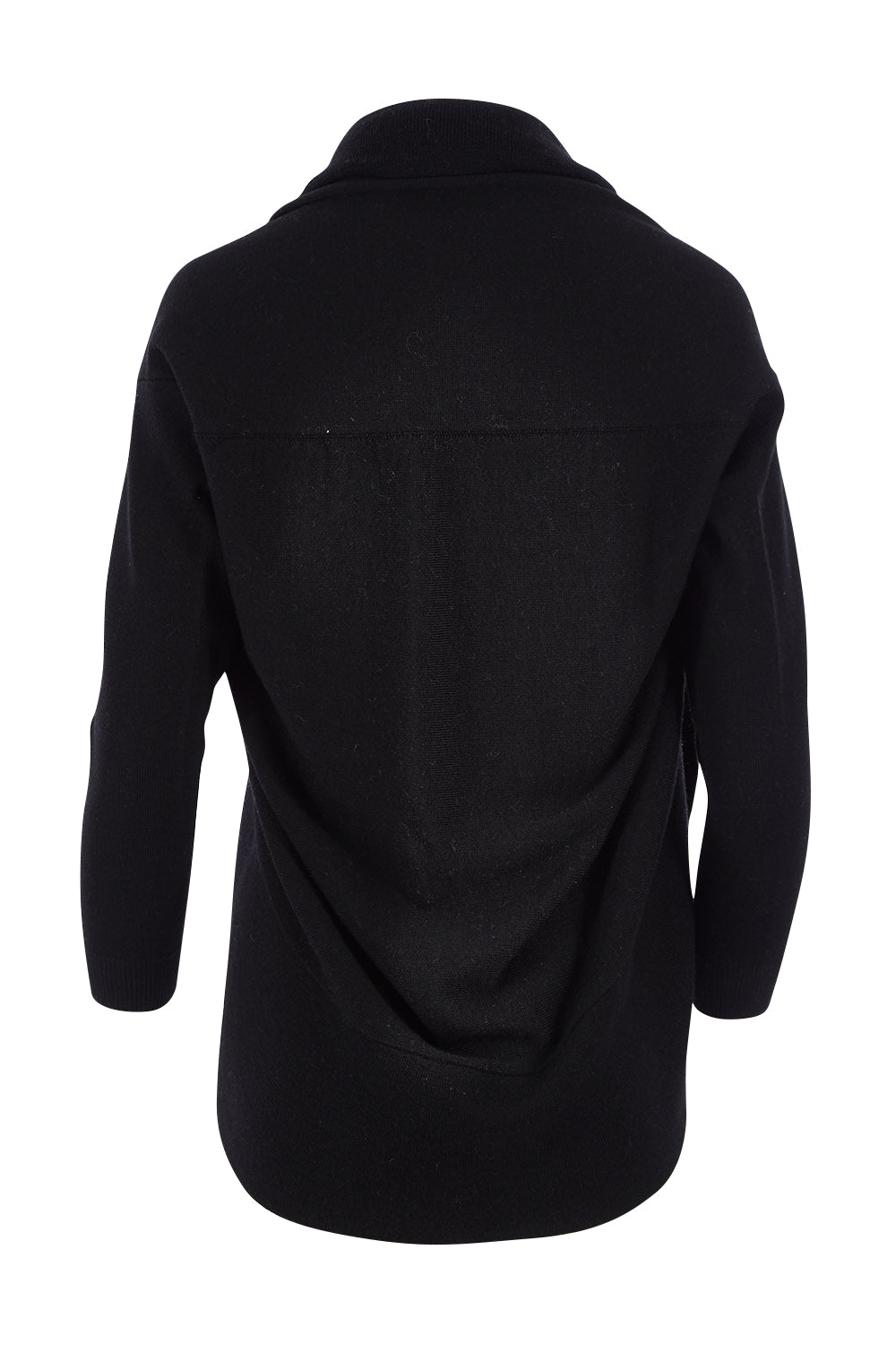 Product shot of the Merino Wool Cocoon Cardigan in colour Black (Black), from the back