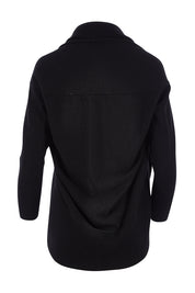 Product shot of the Merino Wool Cocoon Cardigan in colour Black (Black), from the back