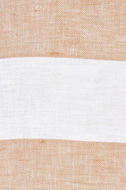 Product shot of the Linen Stripe Pocket Blouse in colour Caramel, detail