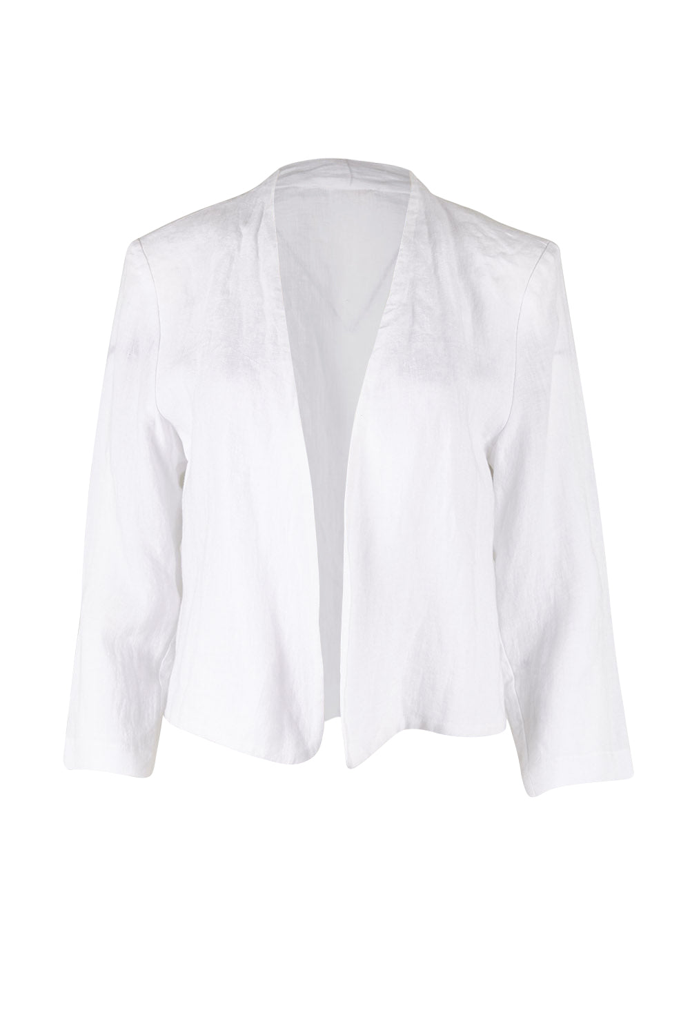 Product shot of the Essential Linen Blazer in colour White (White), from the front