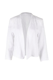 Product shot of the Essential Linen Blazer in colour White (White), from the front