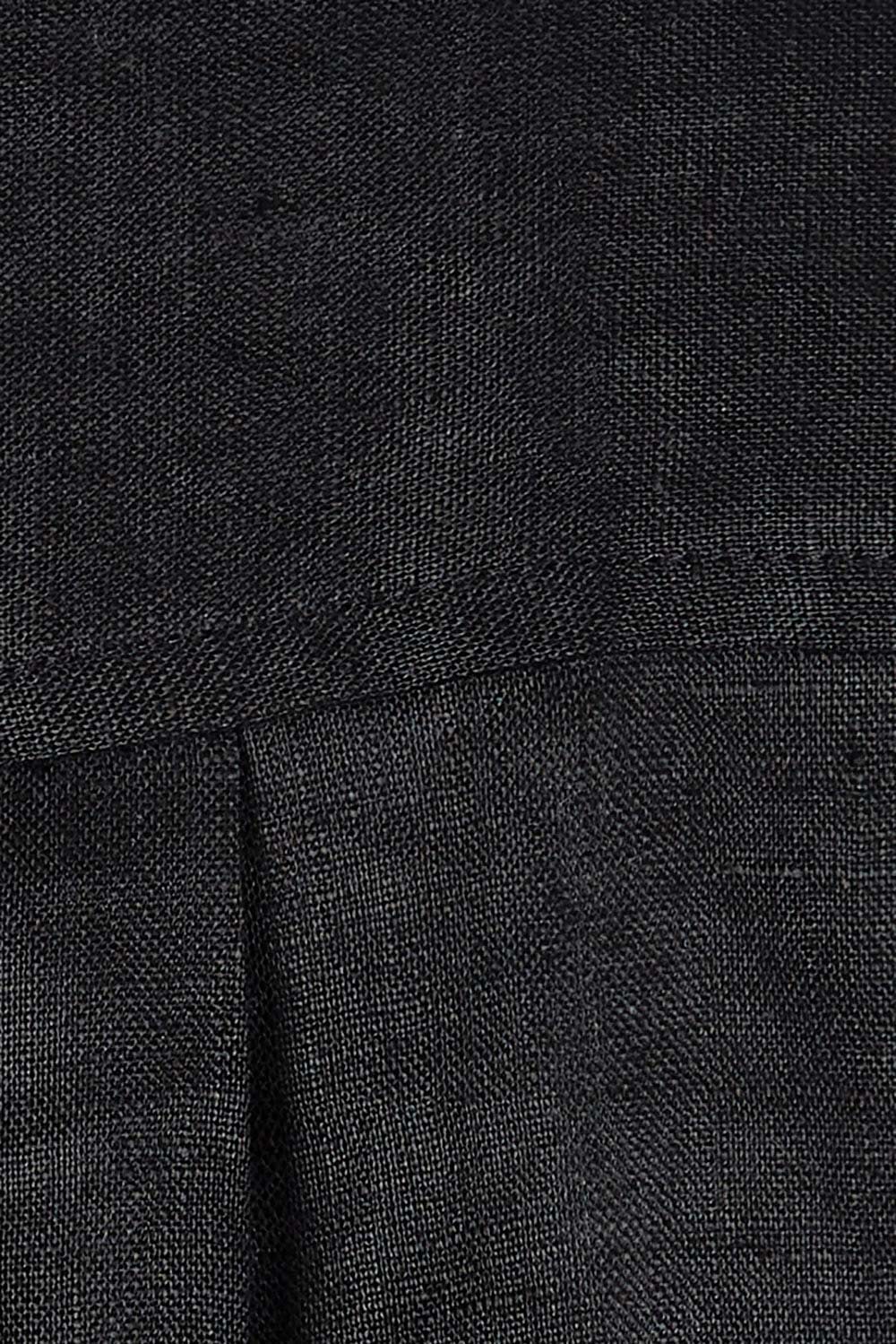 Product shot of the Linen Oversized Boyfriend Shirt in colour Black (Black), detail