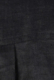 Product shot of the Linen Oversized Boyfriend Shirt in colour Black (Black), detail