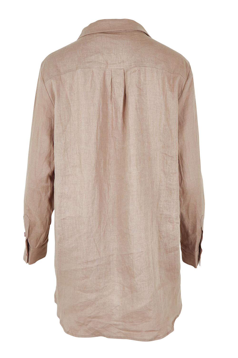 Product shot of the Linen Oversized Boyfriend Shirt in colour Latte, from the back