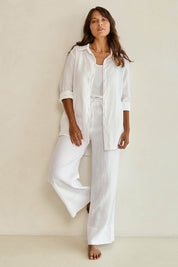Linen Oversized Boyfriend Shirt - White