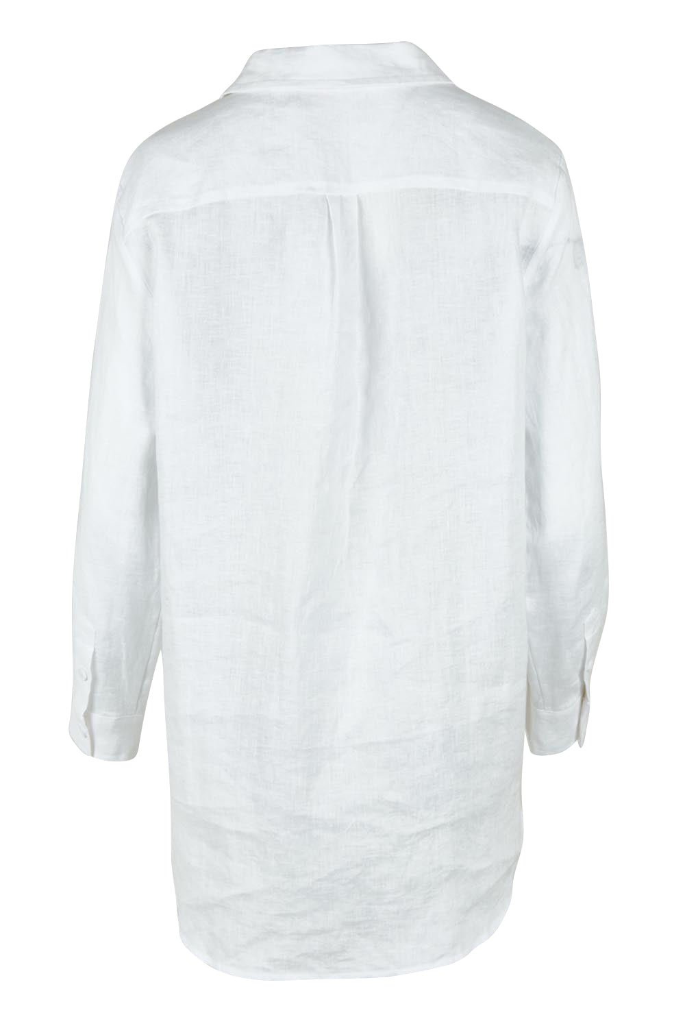 Product shot of the Linen Oversized Boyfriend Shirt in colour White (White), from the back