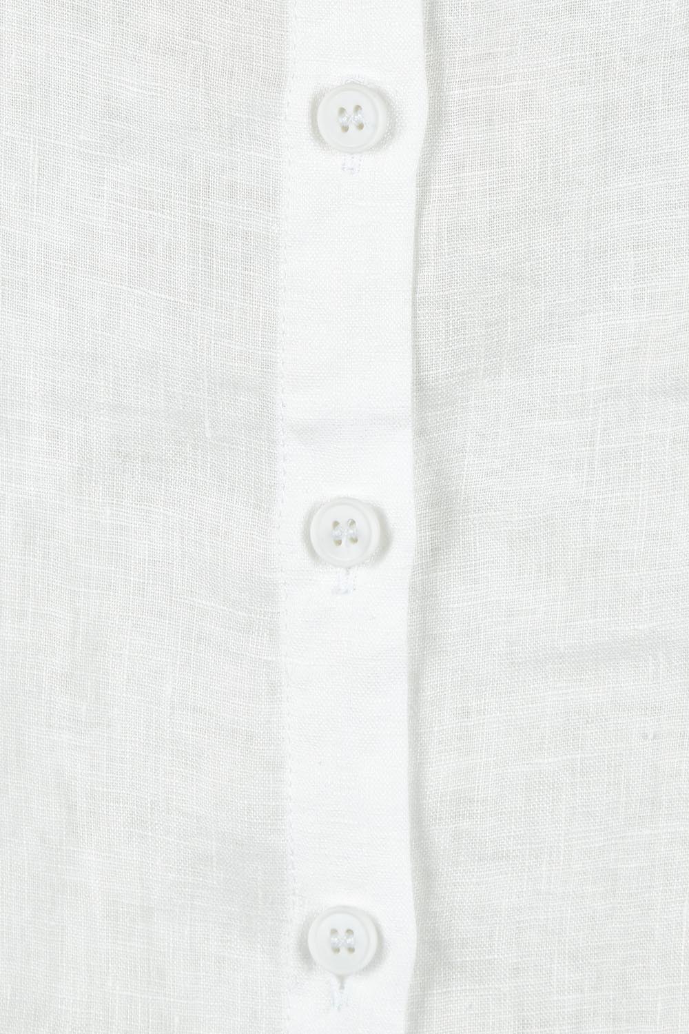 Product shot of the Linen Oversized Boyfriend Shirt in colour White (White), detail