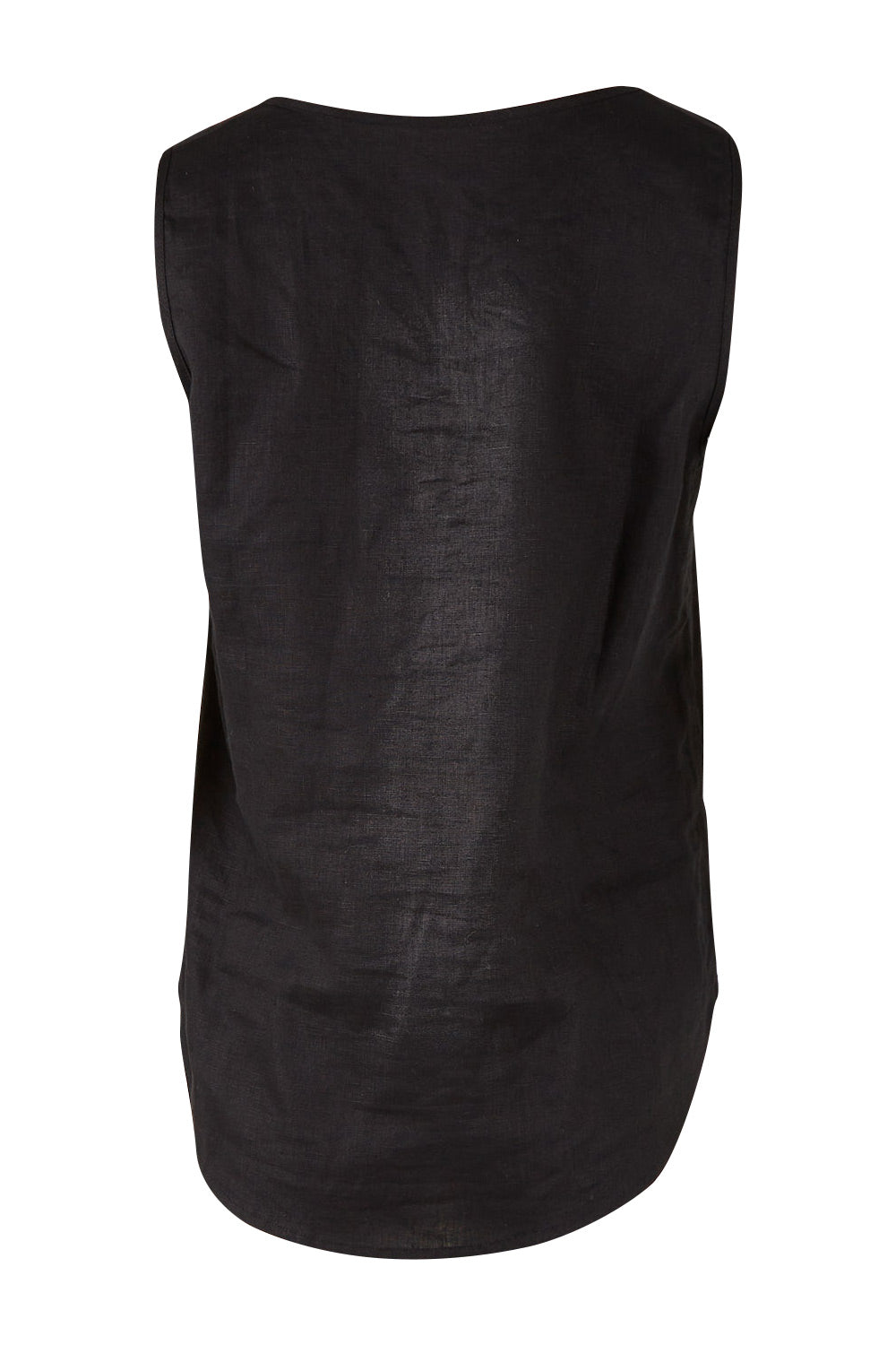 Product shot of the Linen Tank in colour Black (Black), from the back