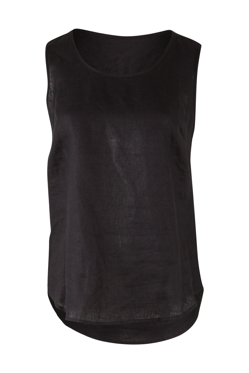 Product shot of the Linen Tank in colour Black (Black), from the front
