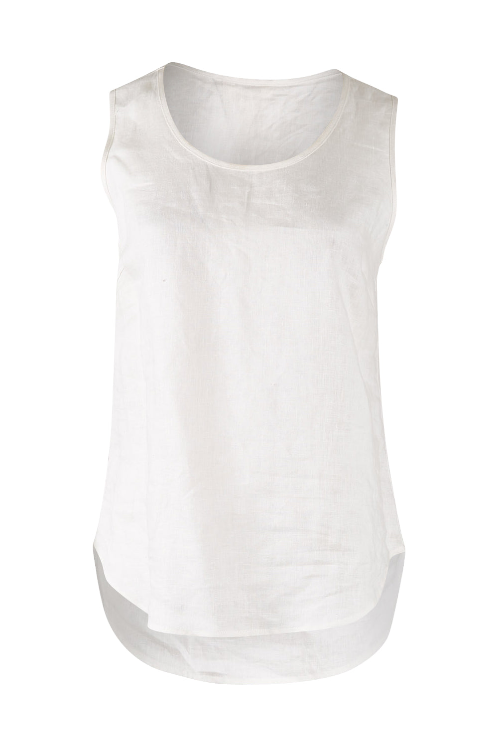 Product shot of the Linen Tank in colour White (White), from the front