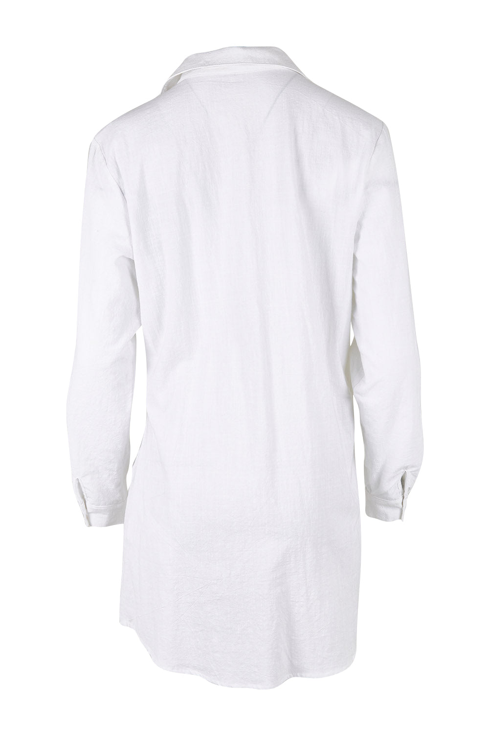 Product shot of the Cotton Front Tie Tunic in colour White (White), from the back