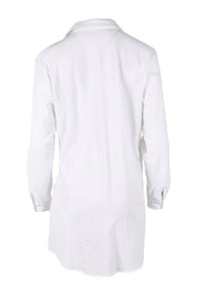 Product shot of the Cotton Front Tie Tunic in colour White (White), from the back