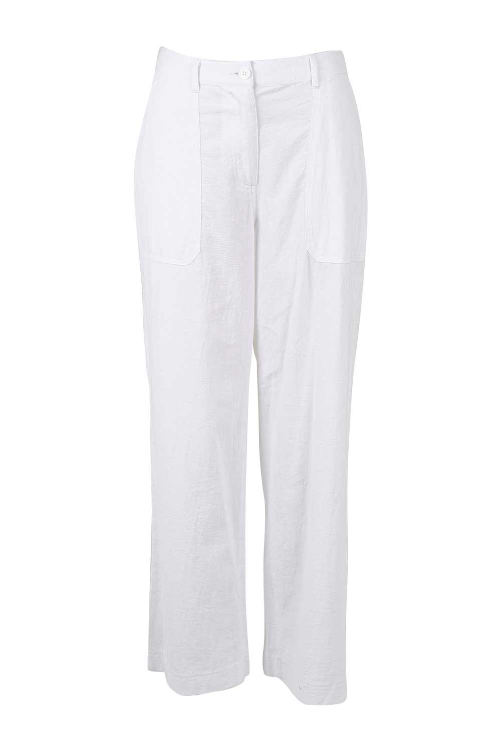 Product shot of the Cotton Wide Leg Pant in colour White (White), from the back
