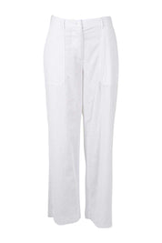 Product shot of the Cotton Wide Leg Pant in colour White (White), from the back