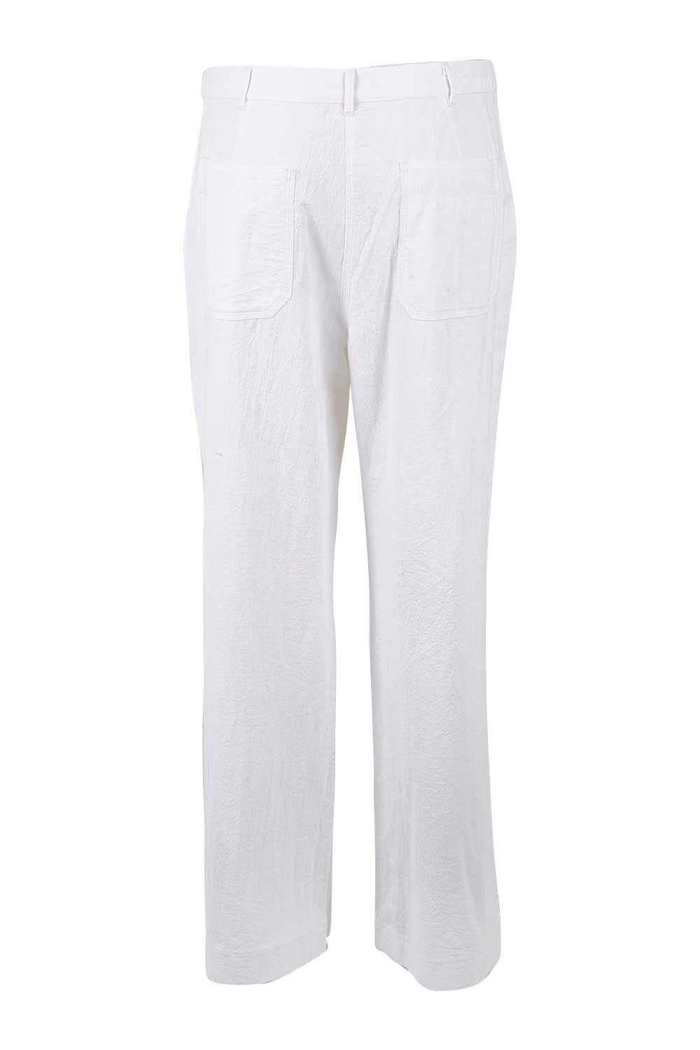 Product shot of the Cotton Wide Leg Pant in colour White (White), from the front