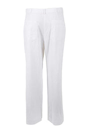 Product shot of the Cotton Wide Leg Pant in colour White (White), from the front