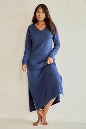 Cotton Cashmere Wool V Neck Knit Dress – Marlin