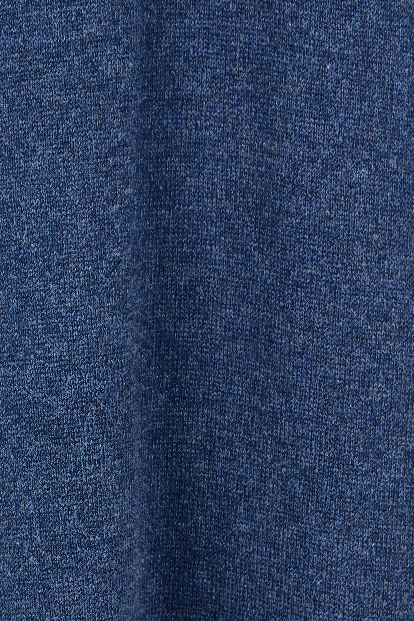 Product shot of the Cotton Cashmere Wool V Neck Knit Dress in colour Marlin (Blue), detail