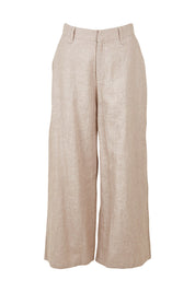 Product shot of the Linen Cotton Wide Leg Pant in colour Desertsand, from the front