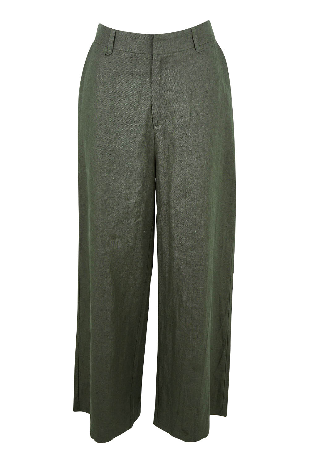 Preloved Linen Cotton Wide Leg Pant - Olive