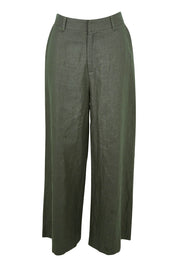 Preloved Linen Cotton Wide Leg Pant - Olive