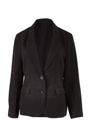 Product shot of the Linen Blazer in colour Black (Black), from the front