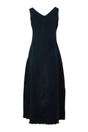 Product shot of the Linen Cotton Maxi Dress in colour Midnight (Blue), from the back