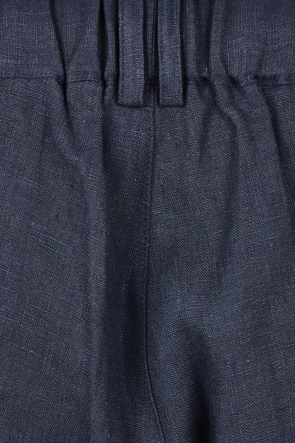 Product shot of the Linen Wide Leg Pant in colour Navy (Blue), detail