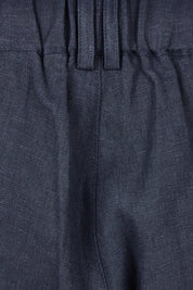 Product shot of the Linen Wide Leg Pant in colour Navy (Blue), detail