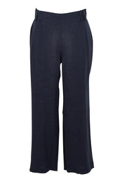 Product shot of the Linen Wide Leg Pant in colour Navy (Blue), from the front