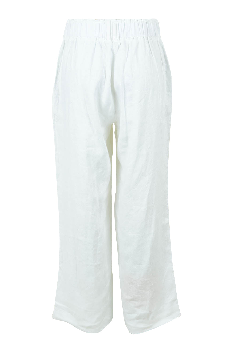 Product shot of the Linen Wide Leg Pant in colour White (White), from the back
