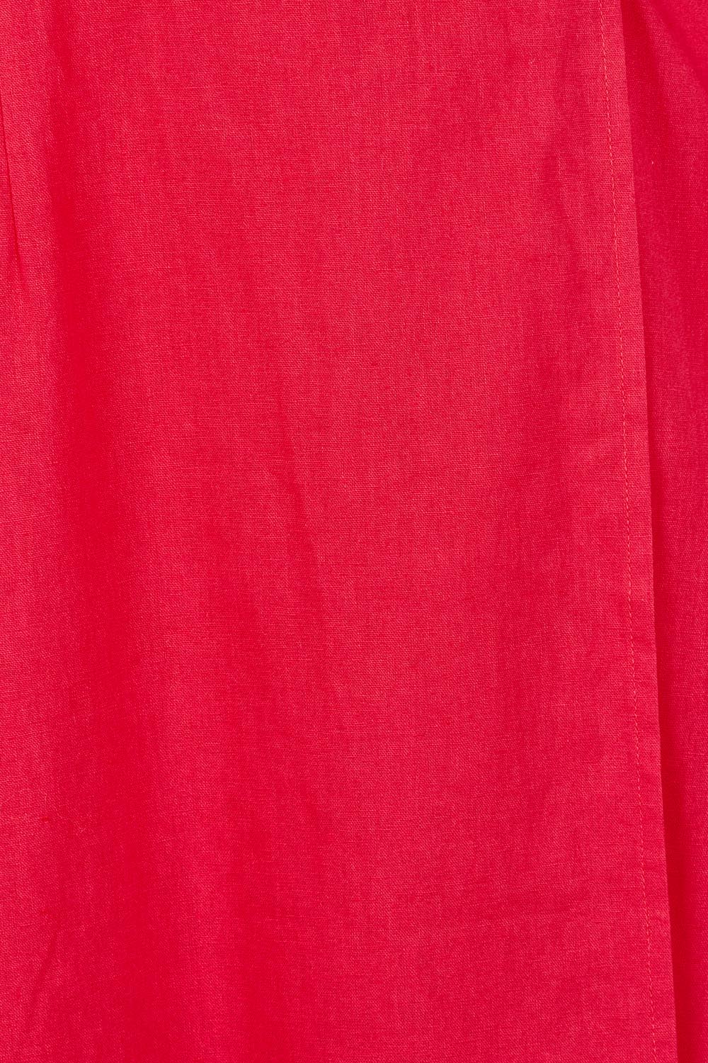 Product shot of the Linen Cotton Puff Sleeve Wrap Dress in colour Rubyred (Red), detail
