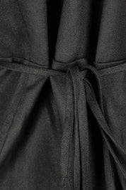 Product shot of the Linen Cotton Blend Wrap Dress in colour Black (Black), detail