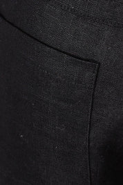 Product shot of the Linen Straight Pant in colour Black (Black), detail