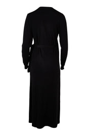 Product shot of the Cotton Cashmere Wrap Dress in colour Black (Black), from the back