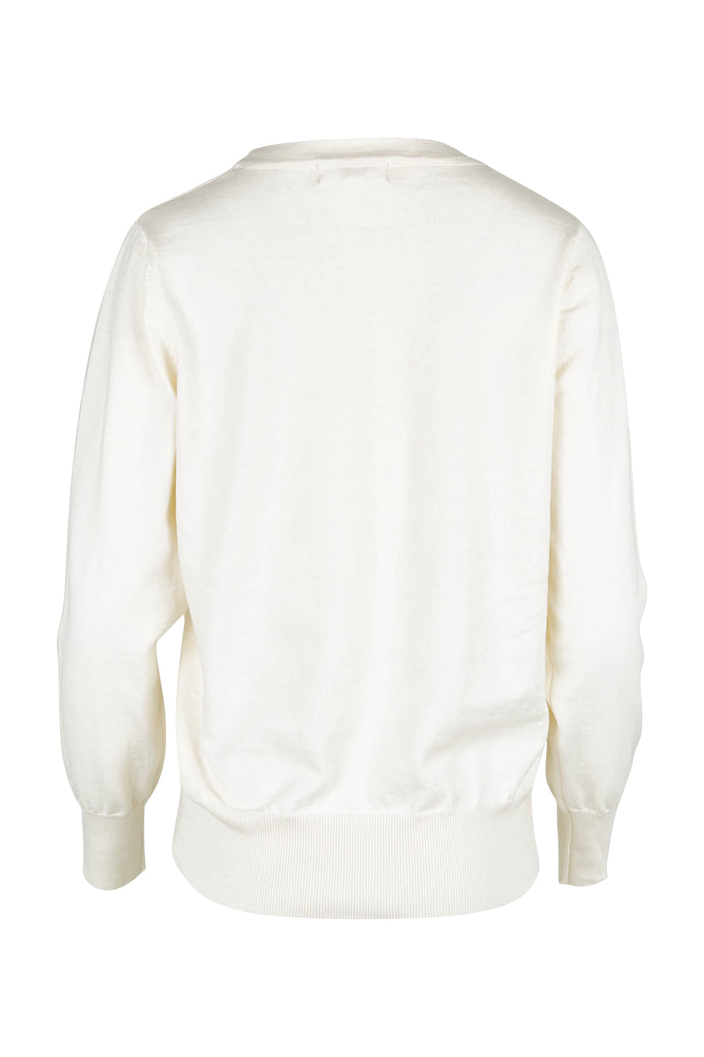 Product shot of the Cotton Cashmere Crew Neck Sweater in colour Snow (White), from the back