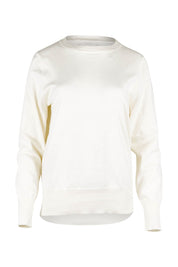 Product shot of the Cotton Cashmere Crew Neck Sweater in colour Snow (White), from the front