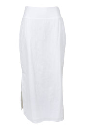 Product shot of the Linen Cotton Straight Skirt in colour White (White), from the front