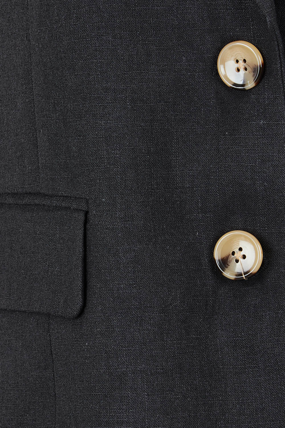 Product shot of the Ramie Tencel Blazer in colour Black (Black), detail