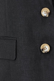 Product shot of the Ramie Tencel Blazer in colour Black (Black), detail