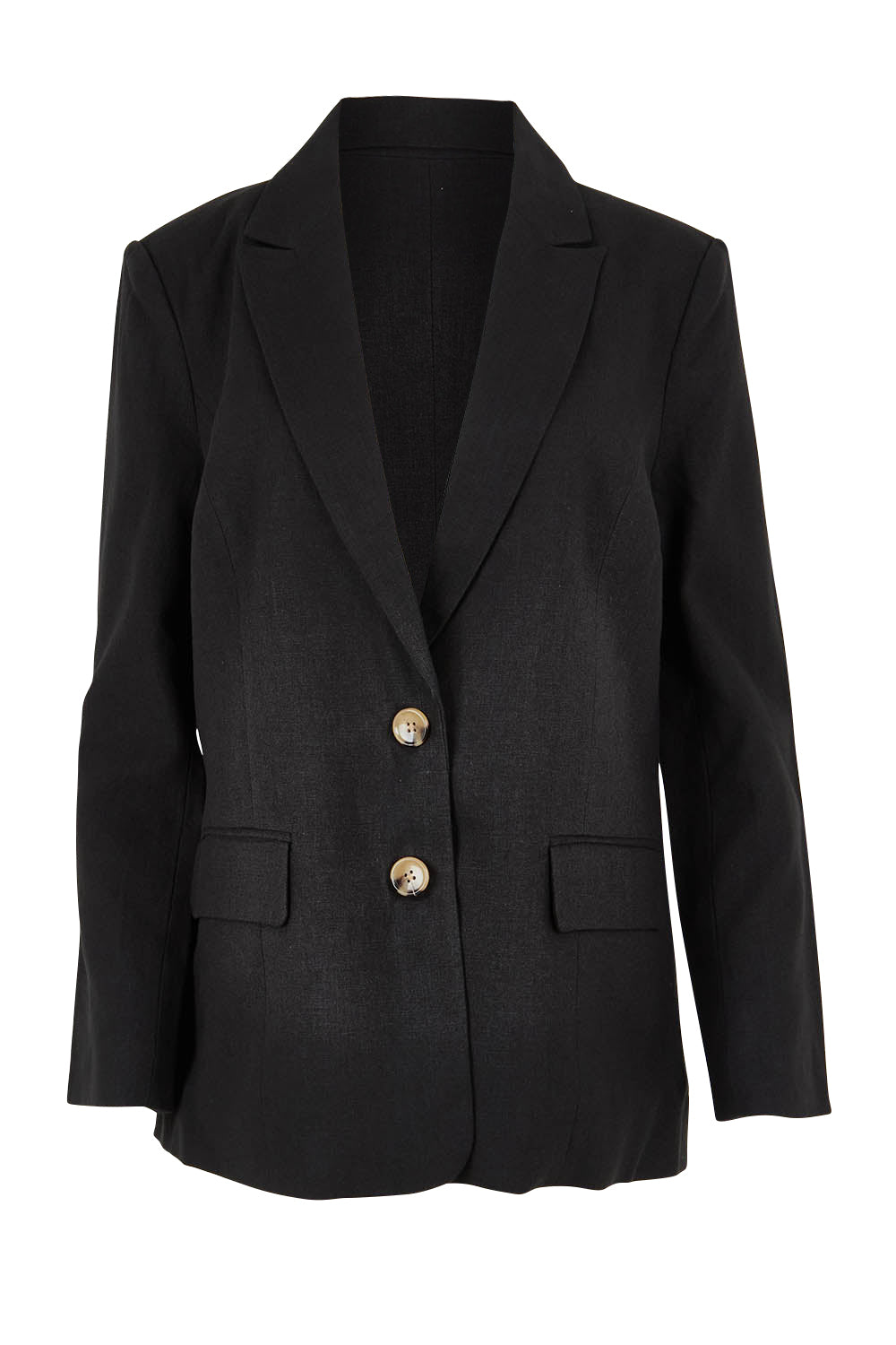Product shot of the Ramie Tencel Blazer in colour Black (Black), from the front