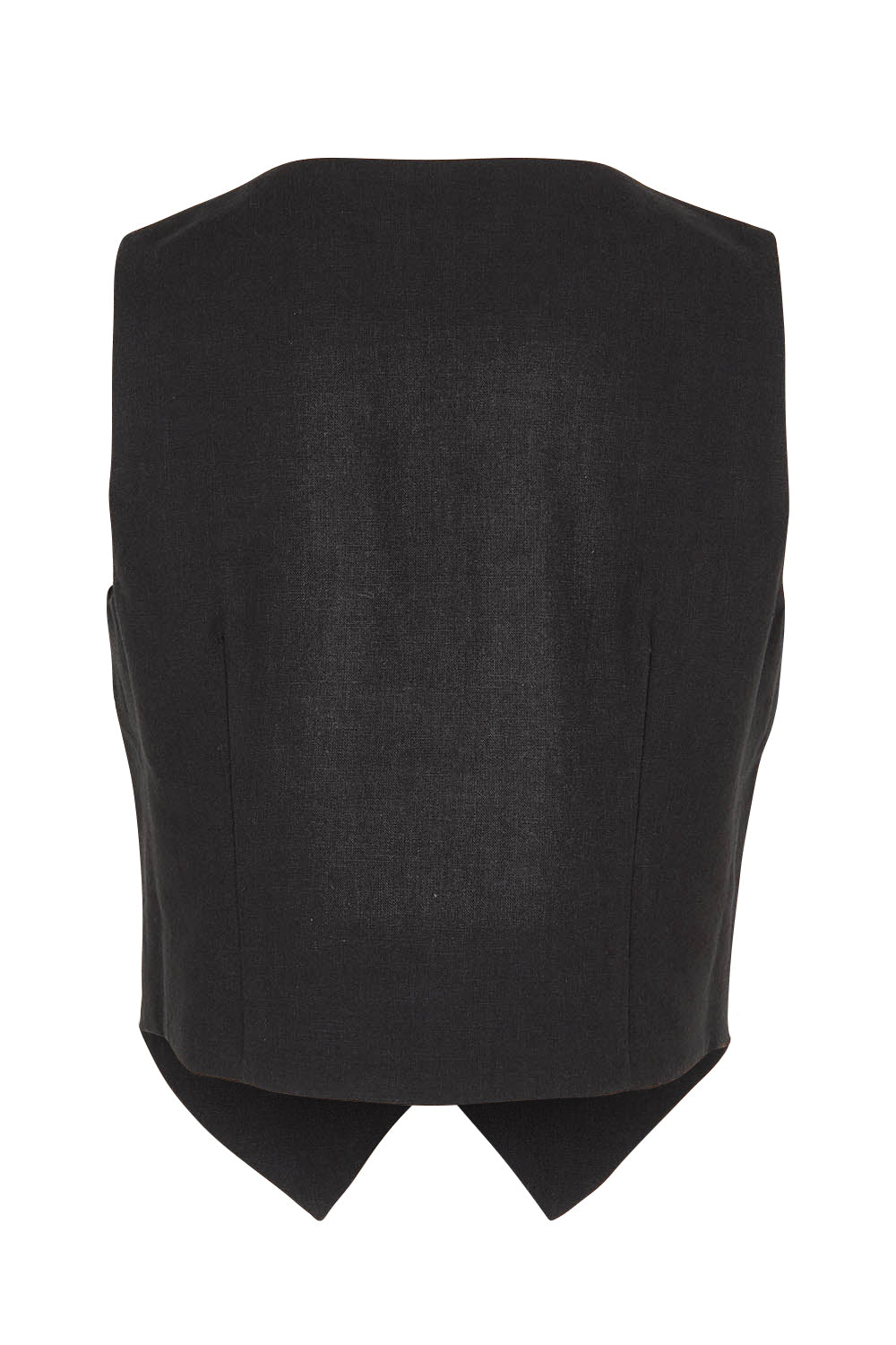 Product shot of the Ramie Tencel Vest in colour Black (Black), from the back