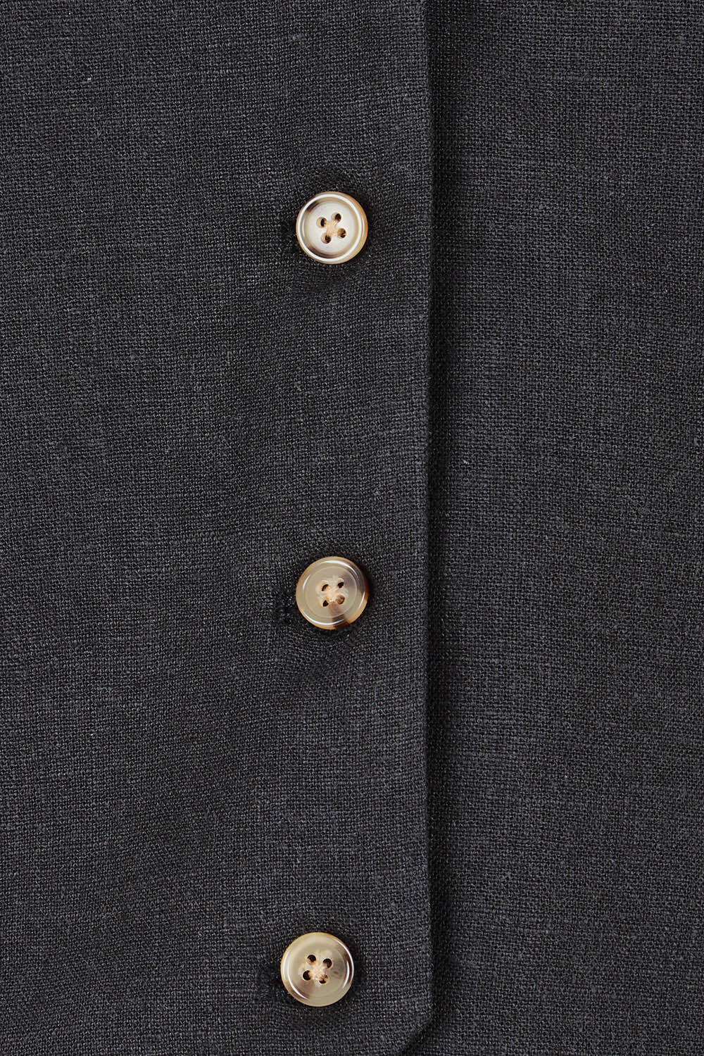 Product shot of the Ramie Tencel Vest in colour Black (Black), detail