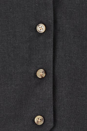 Product shot of the Ramie Tencel Vest in colour Black (Black), detail