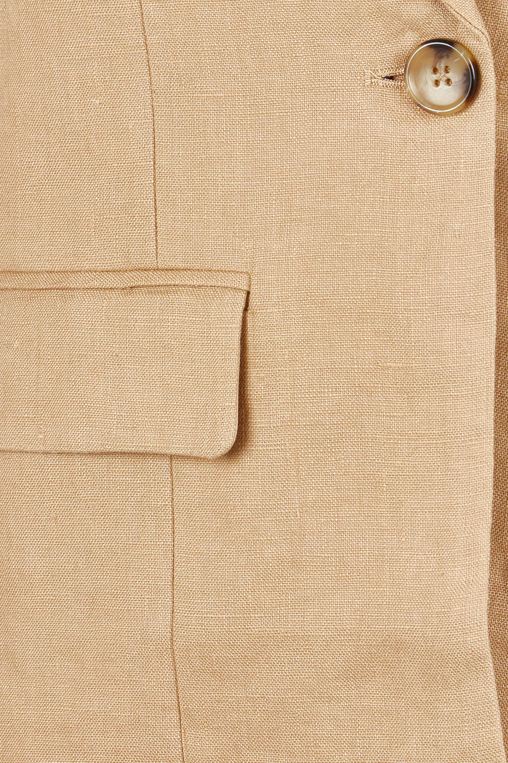Product shot of the Linen Jacket Vest in colour Brownsugar, detail